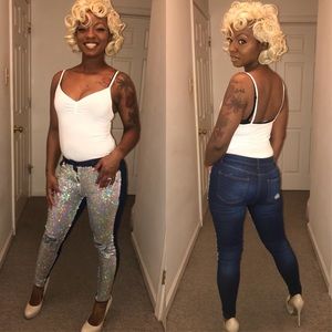 Sequins blue jeans